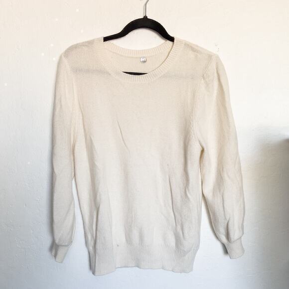 Margaret O'Leary Knit Sweater Merino Wool Light Weight Small Ivory Creme - Picture 1 of 5